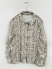 one after another NICE CLAUP ワンアフターアナザーナイスクラップ シャツ/ブラウス F グレー レース 刺繍 ミドル丈 長袖 レギュラーカラー レディース