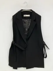 ZARA ザラ ベスト M ブラック 無地 レディース