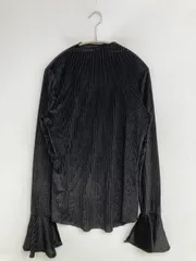 FOURTEENTH PLACE Tシャツ/カットソー M ブラック ボートネック 長袖 ストライプ柄 ミドル丈 レディース