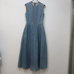 美品✨ ANAYI ライトブルー デニム調 フリル ノースリーブ ワンピース