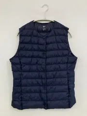 UNIQLO ユニクロ ダウンベスト ネイビー ナイロン 無地 フードなし レディース