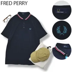 【美品】 日本製 フレッドペリー FRED PERRY 半袖 ポロシャツ 鹿の子 ロゴ 月桂樹 刺繍 サイドシーム リブライン L ネイビー フレンチ カジュアル トラッド フレッピー メンズ