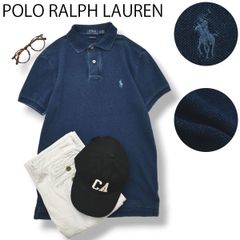 ビッグポ二ー】POLO ラルフローレン 半袖 鹿の子 ポロシャツ 175 紺 