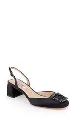 バッドグレイミッシカ レディース シューズ ヒール Badgley Mischka Collection Vivia Slingback Pump Black Satin ブラック