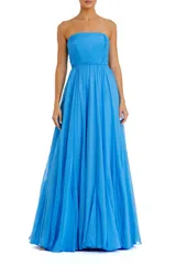 マックダガル レディース トップス ワンピース シフォン ストラップレス Mac Duggal Strapless Chiffon Gown With Braided Belturquoise ターコイズ