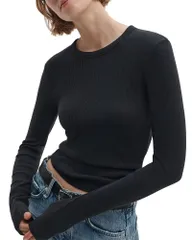 ラグアンドボーン レディース トップス Tシャツ ニット rag bone Thessential Rib Long Sleeve Knitee Black ブラックのサムネイル