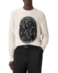 オールセインツ メンズ アウター ニット・セーター クルーネック ALLSAINTS Ridges Oversized Crewneck Sweater Ecru White ホワイトのサムネイル
