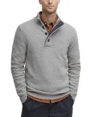 バブアー メンズ アウター ニット・セーター モックネック Barbour Elbow Patch Mock Neck Sweater Stone ストーンのサムネイル