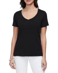 スリードッツ レディース トップス Tシャツ Vネック コットン Three Dots Cotton V Neck Tee Black ブラックのサムネイル