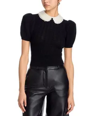 アリスアンドオリビア レディース アウター ニット・セーター Alice and Olivia Chase Puff Sleeve Sweater Black ブラックのサムネイル