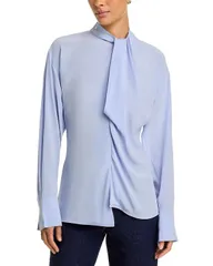 ヴィクトリア ベッカム レディース トップス シャツ ドレープ シルク ブラウス Victoria Beckham Silk Drape Detail Blouse Delphiniumのサムネイル
