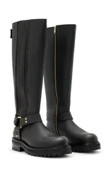 オールセインツ レディース シューズ ブーツ・レインブーツ AllSaints Maddie Knee High Moto Boot Black ブラック