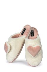 メモイ レディース シューズ サンダル プラスサイズ MeMoi 3D Heart Plush Faux Fur Slipper Ivory アイボリー
