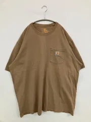 Carhartt カーハート Tシャツ/カットソー 2XL ブラウン 無地 ワンポイント ブランドロゴ ミドル丈 半袖 クルーネック(丸首) メンズ レディース