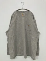 Carhartt カーハート Tシャツ/カットソー 3XL グレー 無地 ワンポイント ブランドロゴ ミドル丈 長袖 クルーネック(丸首) メンズ