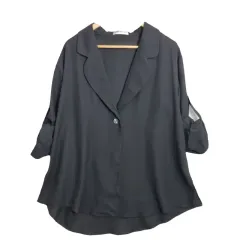 COTTON CLUB ブラック ルーズフィット ブラウス 兼用 ジャケット L