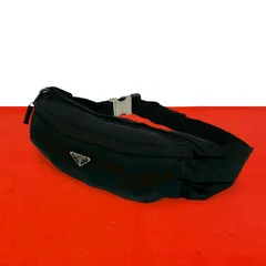 極 美品 PRADA プラダ 三角ロゴ プレート 金具 テスート ナイロン ボディバッグ ウエストポーチ ミニ ショルダーバッグ ブラック 92301