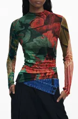 デジグアル レディース アウター パーカー・スウェット モックネック プリント セーター Desigual Printed Mock Neck Sweater Antique Green グリーンのサムネイル