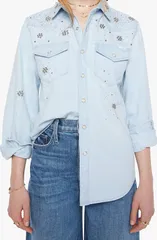 マザー レディース トップス シャツ 刺繍 デニム MOTHER All My Exes Embroideredenim Shirt More Is More デニムのサムネイル