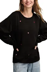 ラッキーブランド レディース トップス シャツ クルーネック スウェット Lucky Brand Valentine Heart Crewneck Sweatshirt Black Combo ブラッのサムネイル