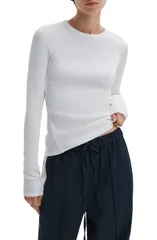 ラグアンドボーン レディース トップス Tシャツ コットン rag bone Thessential Rib Long Sleeve Cotton TShirt White ホワイトのサムネイル