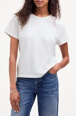 メイドウェル レディース トップス Tシャツ クルーネック Madewell Perfect Crewneck TShirt Eyelet White ホワイトのサムネイル