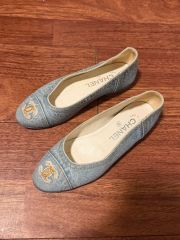 CHANEL デニム カメリアフラットシューズ 34 1/2 C - メルカリ