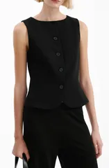 マンゴ レディース アウター ベスト MANGO Suit Vest Black ブラックのサムネイル