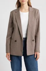 マンゴ レディース アウター ジャケット・ブルゾン ブレザー MANGO Houndstooth Double Breasted Blazer Burgundy バーガンディ