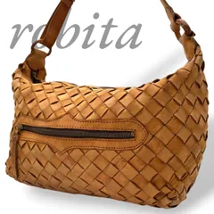 【B5308】 robita ロビタ ショルダーバッグ 斜め掛け オールレザー ブラウン メッシュレザー ファスナーポケット 編み込み 大容量のサムネイル