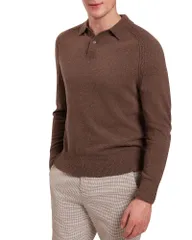 テッドベーカー メンズ アウター ニット・セーター ポロシャツ Ted Baker Karolt Cashmere Polo Sweater Dark Brown ブラウンのサムネイル