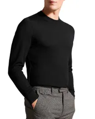 テッドベーカー メンズ アウター ニット・セーター クルーネック ウール Ted Baker Carnby Wool Crewneck Sweater Black ブラックのサムネイル