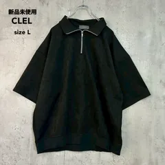 新品未使用 CLEL クレイル L ブラック Half Zip Design Half Sleeve Pullover ハーフジップ プルオーバー スエード調 五分袖 オーバーサイズ MONO-MART CLEsc772 ★ ■◆ ★ ◇■