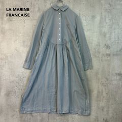 完売☆マリンフランセーズ リバティ船柄 バンドカラーシャツワンピース
