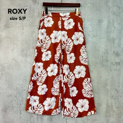 ROXY ロキシー S/Pサイズ オレンジ系 総柄 ボタニカル柄 ハイビスカス モンステラ Midnight Avenue レーヨン ワイドパンツ ガウチョ イージーパンツ ボトムス ウエストゴム ポケット あり オレンジ ★ ■◇ ★ ■◆のサムネイル