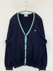 LACOSTE ラコステ カーディガン/ボレロ 5 ネイビー コットン ニット 無地 ワンポイント ブランドロゴ ミドル丈 長袖 メンズ