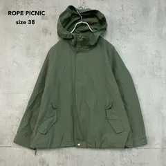 ROPE PICNIC ロペピクニック 38 M カーキ マウンテンパーカー フード付き ブルゾン ジャンパー ジャケット アウター 撥水 防汚 花粉ガード カジュアル ジップアップ ドロスト スプリングコート ★ ■◇