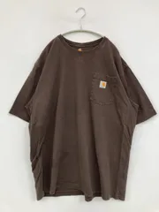 Carhartt カーハート Tシャツ/カットソー XL ブラウン 無地 ワンポイント ブランドロゴ ミドル丈 半袖 クルーネック(丸首) メンズ レディース