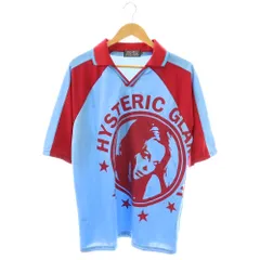 ヒステリックグラマー HYSTERIC GLAMOUR 25SS HYSTERIC 9 Shirt シャツ 半袖 L ライトブルー レッド /HK ■OSのサムネイル