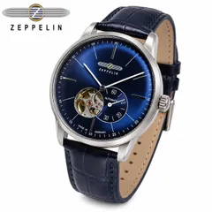 【ギフト対応可】ツェッペリン ZEPPELIN 腕時計 Flatline Automatic Open Heart Watch 自動巻き スモールセコンド ネイビー メンズ クオーツ アナログ おしゃれ 人気 ブランド 誕生日 プレゼント ギフト 送料無料のサムネイル