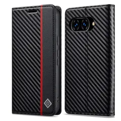 ◎for Google Pixel 9A ケース 手帳型 for ピクセル 9A 手帳 ケース 耐衝撃 炭素繊維テクスチャ マグネット開閉式 便利 軽量 薄型 カード収納 スタンド機能 ビジネス 上質 高級な炭素繊維風 縦のライン 001のサムネイル
