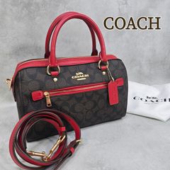 COACH シグネチャー 2WAY ショルダーバッグ ブラウン レッド - メルカリ