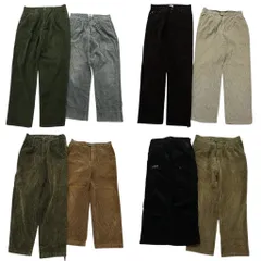 古着卸 まとめ売り コーデュロイ パンツ 8枚セット ( メンズ 33/34 ) ツータック ワイド ストレート ベージュ 中古 古着 NE5089