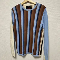 (^w^)b BURBERRY LONDON バーバリーロンドン 七分・長袖カットソー クルーネック 長袖 リブ編み 縦縞 ストライプ セーター 春 秋 冬 カジュアル  レイヤード マルチカラー メンズ サイズM OM12146HGのサムネイル