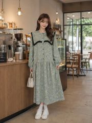 フォルクシー【オケージョン対応】小花柄刺繍パフスリーブティアード 