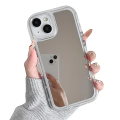 新品 ZTOFERA iPhone 13ケース用、可愛いかわいいミラーメイク iPhone 14ケース用、おしゃれクリア鏡背面韓国、透明で柔らかいTPUバンパー薄型iPhone 13、iPhone 14カバー用、透明