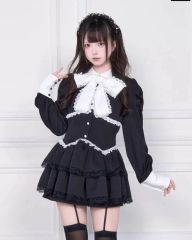 pium フリルリボン襟付きセットアップ ブラックチェック - メルカリ