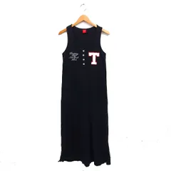 トミーガール tommy girl 国内正規品 スウェット ワンピース ロング丈 ノースリーブ ロゴ刺繍 コットン 綿 S ブラック 黒 /FT29