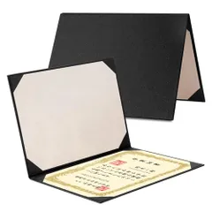Tubbi 証書ファイル 賞状ファイル - 5冊セット 黒 A4/B5判用 二枚用 縦横兼用 賞状入れ 証書入れ Certificate/Document Cover 二つ折り パッドなし コーナーリボン付き 感謝状 卒業証書 合格証書 表彰状 飲食店のメニ/