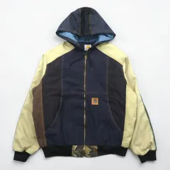 carhartt リメイク 再構築 カラーブロック ダック アクティブジャケット パーカー L マルチカラー クレイジーパターン